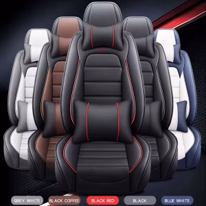 5-Seater VIP Nappa Leather Car Seat Covers — Complete Pack with Pillows & Steering Wheel Cover